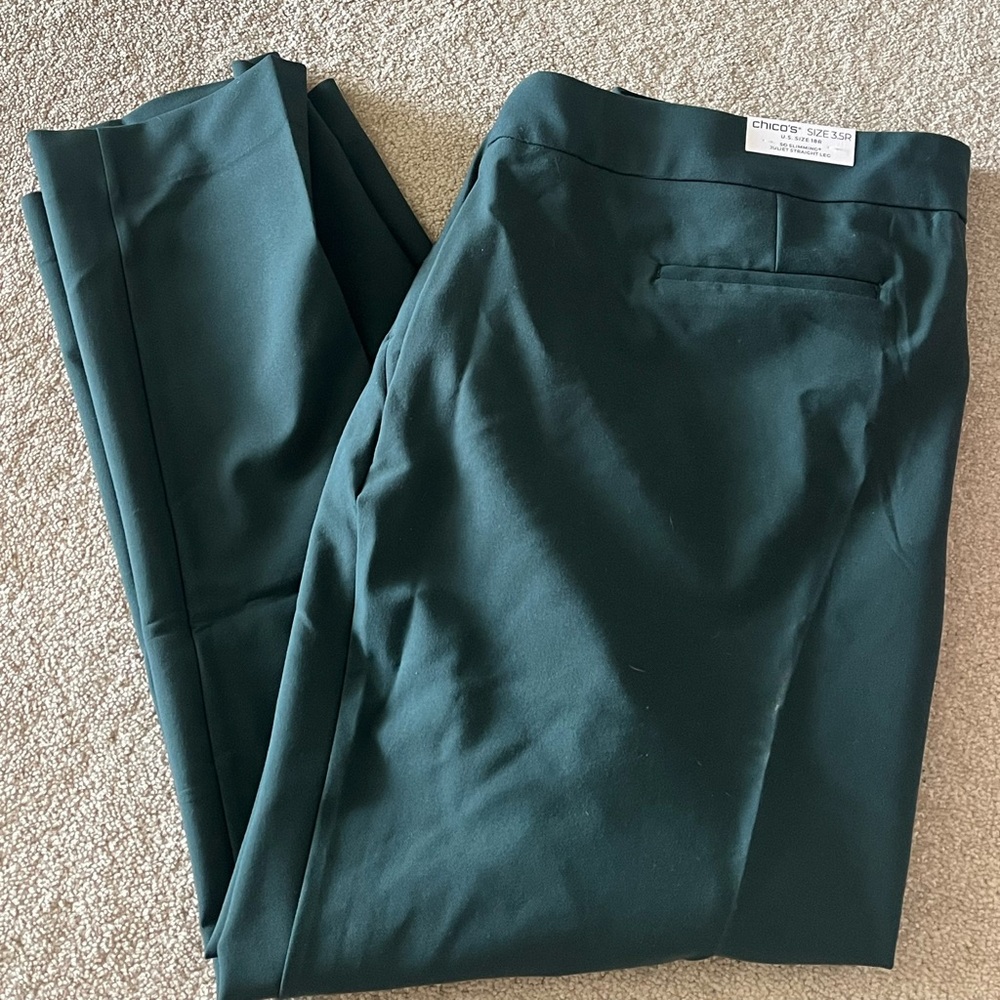 Women’s Chico's Green Juliet Straight Leg Pants size 18 new with tags